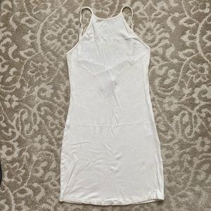 White High-Neck Racer Back Dress